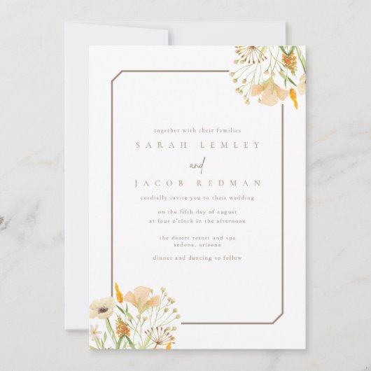 Eenvoudige Wildflower Outdoor bruiloft Kaart (Voorkant)