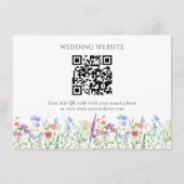 Eenvoudige Wildflower QR Code Wedding Informatiekaartje (Voorkant)