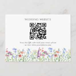 Eenvoudige Wildflower QR Code Wedding Informatiekaartje
