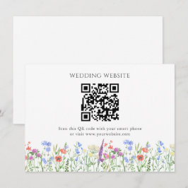 Eenvoudige Wildflower QR Code Wedding Informatiekaartje