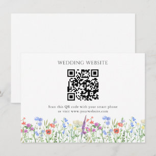 Eenvoudige Wildflower QR Code Wedding Informatiekaartje
