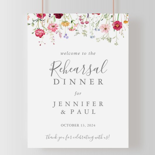 Eenvoudige Wildflower Repetitie Diner Welkom Poster