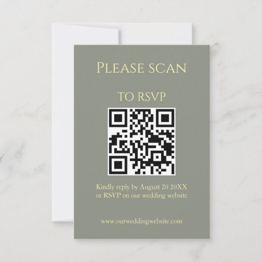 Eenvoudige Wildflower Sage QR-code & RSVP bruiloft (Voorkant)