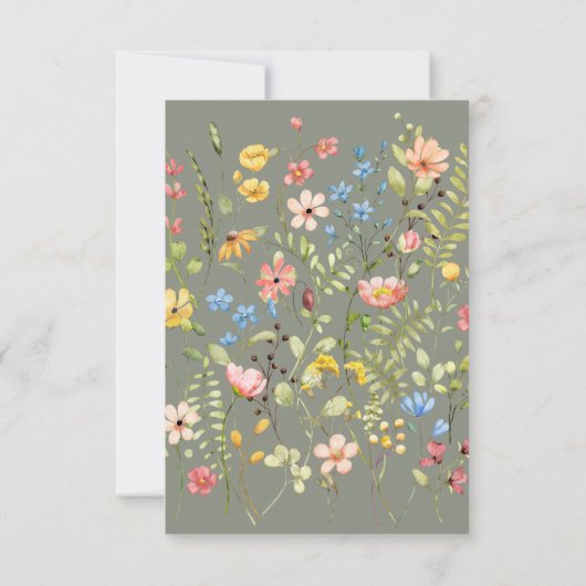 Eenvoudige Wildflower Sage QR-code & RSVP bruiloft (Achterkant)