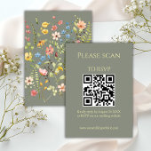 Eenvoudige Wildflower Sage QR-code & RSVP bruiloft