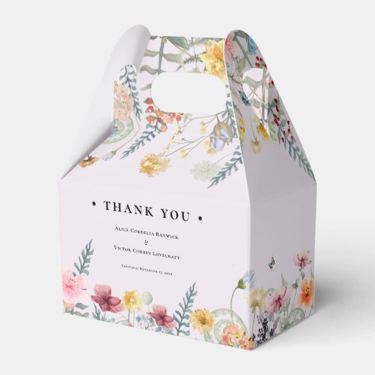 Eenvoudige Wildflower Varen Lavendel Bruiloft Bedankdoosjes (Achterkant)