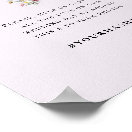 Eenvoudige Wildflower Varen Lavendel Bruiloft Hash Poster (Hoek)