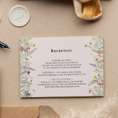 Eenvoudige Wildflower Varen Lavendel Bruiloft Rece Informatiekaartje