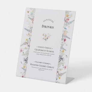 Eenvoudige Wildflower Varen Lavendel Signature Dri Reclamebord Met Voetstuk