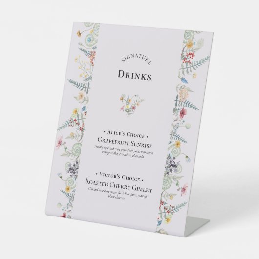 Eenvoudige Wildflower Varen Lavendel Signature Dri Reclamebord Met Voetstuk (Voorkant)