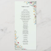 Eenvoudige Wildflower Varen Mint Groen Bruiloft Fl Programmakaart (Achterkant)