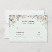 Eenvoudige Wildflower Varen Mint Groen Bruiloft Mo RSVP Kaartje (Voorkant)