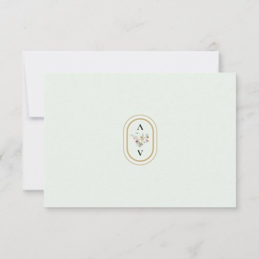 Eenvoudige Wildflower Varen Mint Groen Bruiloft Mo RSVP Kaartje (Achterkant)