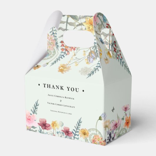 Eenvoudige Wildflower Varen Mint Groene bruiloft Bedankdoosjes (Achterkant)
