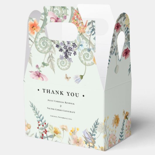 Eenvoudige Wildflower Varen Mint Groene bruiloft Bedankdoosjes (Geopend)