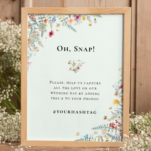 Eenvoudige Wildflower Varen Mint Groene Bruiloft H Poster