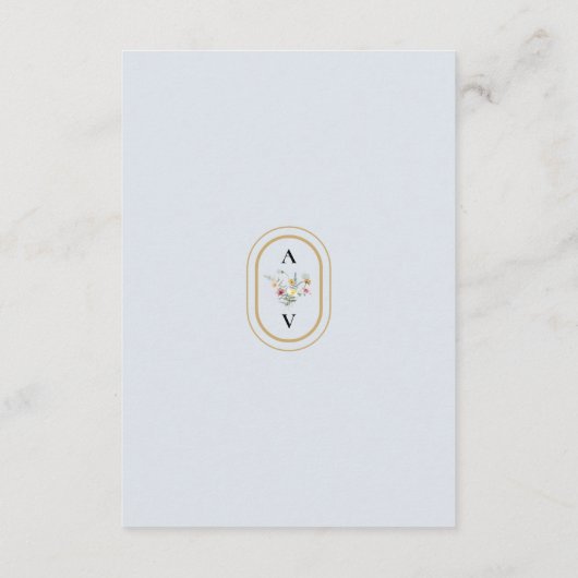 Eenvoudige Wildflower Varen Stoffig Blauw Bruiloft Informatiekaartje (Achterkant)