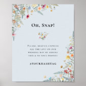 Eenvoudige Wildflower Varen Stoffig Blauw Bruiloft Poster (Voorkant)