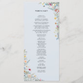 Eenvoudige Wildflower Varen Stoffig Blauw Bruiloft Programmakaart (Achterkant)