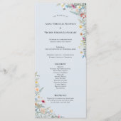 Eenvoudige Wildflower Varen Stoffig Blauw Bruiloft Programmakaart (Voorkant)