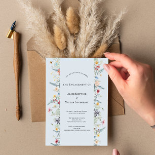 Eenvoudige Wildflower Varen Stoffig Blauw Verlovin Kaart