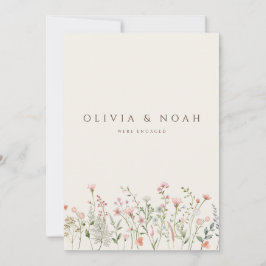 Eenvoudige Wildflower Verloving Aankondiging Kaart