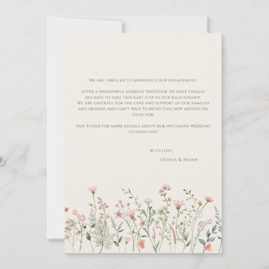 Eenvoudige Wildflower Verloving Aankondiging Kaart (Achterkant)