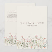 Eenvoudige Wildflower Verloving Aankondiging Kaart (Voorkant / Achterkant)