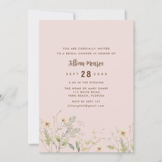 Eenvoudige Wildflower Vrijgezellenfeest Party Kaart (Voorkant)