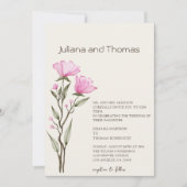 Eenvoudige Wildflower Waterverf Beige Bruiloft Kaart (Voorkant)