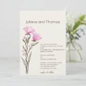 Eenvoudige Wildflower Waterverf Beige Bruiloft Kaart (Staand voorkant)