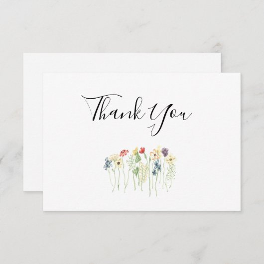 Eenvoudige Wildflower Weddenschap Hartelijk dank Bedankkaart (Voorkant / Achterkant)