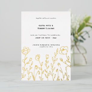 Eenvoudige Wildflower Wedding Folie Uitnodiging