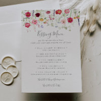 Eenvoudige Wildflower Wedding Kissing Menu Game Ka