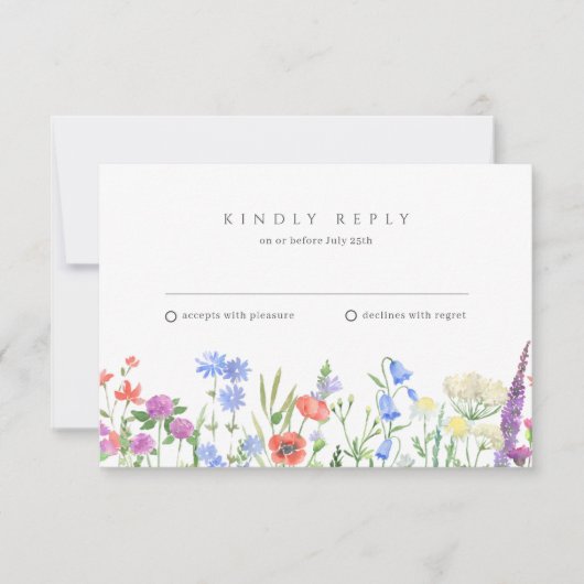 Eenvoudige Wildflower Wedding RSVP (Voorkant)