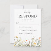 Eenvoudige Wildflower Wedding RSVP Kaart (Voorkant)