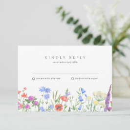 Eenvoudige Wildflower Wedding RSVP Kaartje