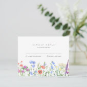 Eenvoudige Wildflower Wedding RSVP Kaartje (Staand voorkant)