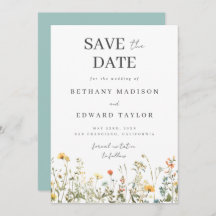 Eenvoudige Wildflower Wedding Save the Date