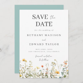 Eenvoudige Wildflower Wedding Save the Date
