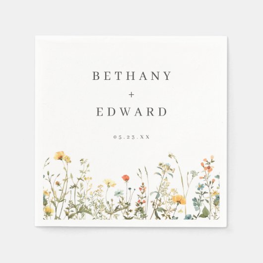Eenvoudige Wildflower Wedding Servet (Voorkant)