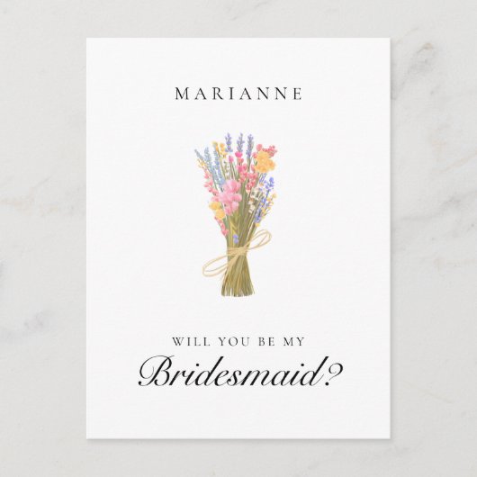 Eenvoudige Wildflowers Bruidsmeisje voorstel Briefkaart (Voorkant)