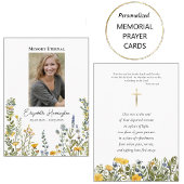 Eenvoudige Wildflowers Foto Funeral Prayer Kaart Plaatskaartje