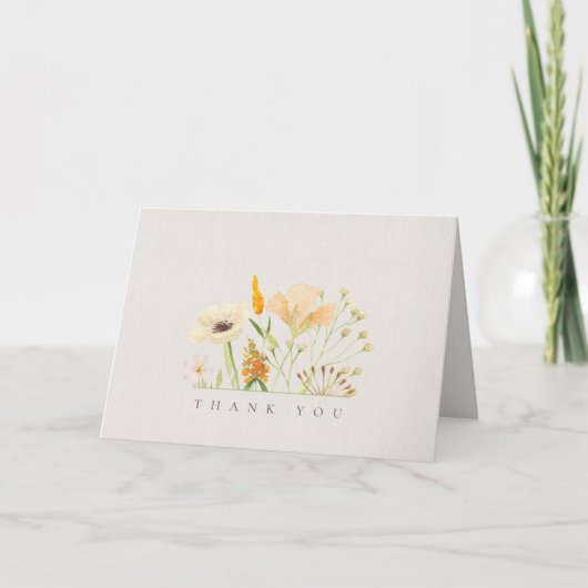Eenvoudige Wildflowers Wedding Dank u kaart (Voorkant)