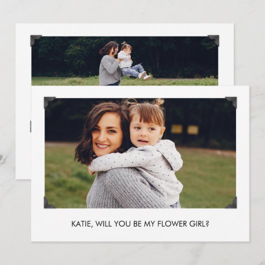 Eenvoudige Will you be My Bloemenmeisje Photo Card (Voorkant / Achterkant)
