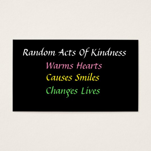 Eenvoudige willekeurige handelingen van Kindness K Visitekaartje (Voorkant)