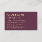 Eenvoudige win kleur Golden Elegant Script Busines Visitekaartje (Achterkant)