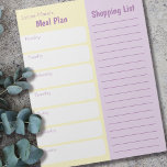 Eenvoudige winkellijst voor e-mailplanners - Aange Notitieblok<br><div class="desc">Dit gepersonaliseerde Notitieblok is eenvoudig maar in pastelgeel en lavender. Organiseer uw wekelijkse plannings- en boodschappenlijstjes op één plaats; scheur het vel af en breng het naar de winkel - eenvoudige en probleemloze planning. Dit gezegd zijnde, is de sjabloon opstelling voor u om de rubrieken uit te geven, zodat te...</div>