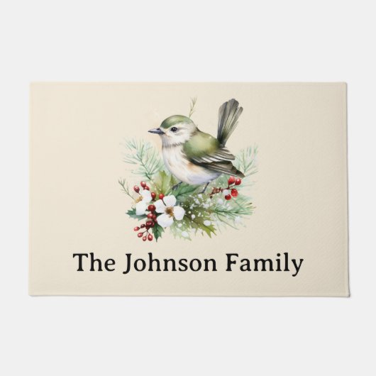 Eenvoudige Winter Bird Kerstvakantie Seizoen Deurmat (Voorkant)