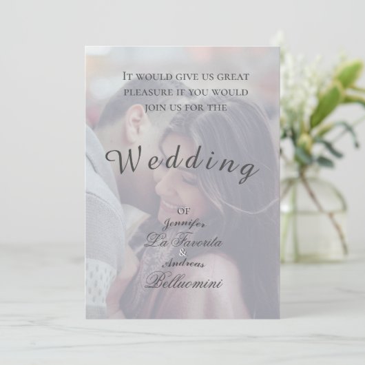 Eenvoudige Winter Bloemen Huwelijk & Foto Uitnodig Kaart (Staand voorkant)